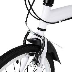 Folding Bike Foldable City Bike for Adult 20 Commute Bicycle 6 Speed Gear White