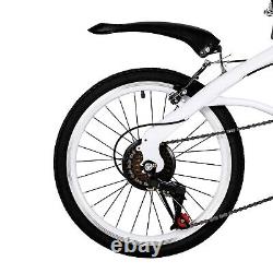 Folding Bike Foldable City Bike for Adult 20 Commute Bicycle 6 Speed Gear White