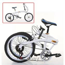 Folding Bike with 7 speed gears 20-inch Carbon Steel Double V Brake White