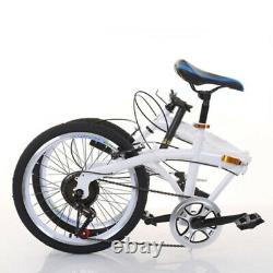 Folding Bike with 7 speed gears 20-inch Carbon Steel Double V Brake White