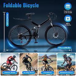 Folding Bikes Mens Mountain Bike Full Suspension Disc Brake Bicycle 26 inch New