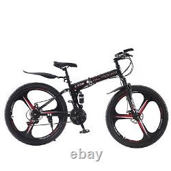 Folding Mountain Bike 27.5 Inch Wheels 21 Speed Full Suspension Bicycle for Mens