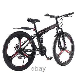 Folding Mountain Bike 27.5 Inch Wheels 21 Speed Full Suspension Bicycle for Mens