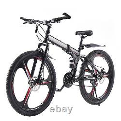 Folding Mountain Bike 27.5 Inch Wheels 21 Speed Full Suspension Bicycle for Mens