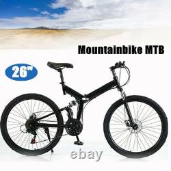 Full Suspension 26 Mountain Bike 21 Speed Men's Bikes Bicycle MTB Disc Brake UK