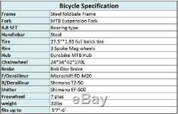 Full Suspension Folding Mountain Bike 21 Speed 27.5 Mens Bicycle Disc Brake MTB