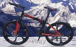 Full Suspension Folding Mountain Bike Bicycle 6 Spoke 26 inch Dual Discs Adult