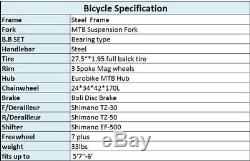 Full Suspension Mens Bikes 21 Speed Mountain Bike MTB 27.5 Mag wheels Bicycle
