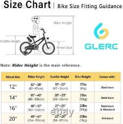 Glerc Kids Bike 12 Inch Bicycle for Boys Girls Ages 3-12 Years with Stabilisers