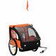 Homcom 2-seat Child Bike Trailer Kid Stroller With Steel Frame Seat Belt Orange
