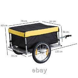 HOMCOM Bicycle Bike Cargo Trailer Cart Carrier Wagon Yellow and Black
