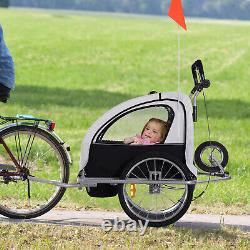 HOMCOM Bike Trailer 2-Seater for Bicycle Baby Child Carrier 2-Seater Black