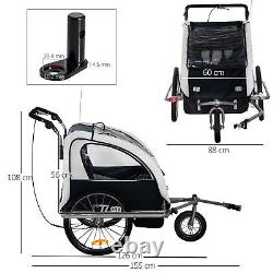 HOMCOM Bike Trailer 2-Seater for Bicycle Baby Child Carrier 2-Seater Black