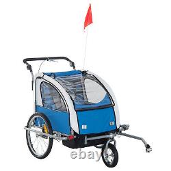 HOMCOM Bike Trailer 2-Seater for Bicycle Baby Child Carrier 2-Seater Blue