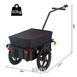 HOMCOM Cargo Trailer Bike Trolley Cart Handle Removable Rain Cover 70L