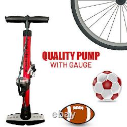 Heavy Duty Floor Standing Bike Cycle Bicycle Tyre Hand Air Mini Pump With Gauge