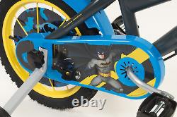 Kids Batman Bike Black Blue 14 Childrens Boys Bicycle with Removable Stabiliser