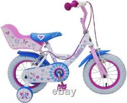 Kids Townsend Charm 12 Inch Bike White/Pink with Rear dolly-carrier