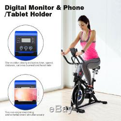 LCD Exercise Bike Indoor Cycling 6kg Flywheel Bicycle Adjustable Cardio Fitness