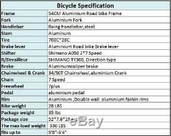 Lightweight Aluminium Road Bike 700C Commuter Cycling Bicycle 14 Speed 54cm Mens