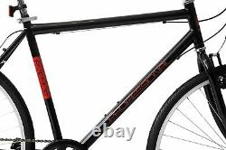 Mens Hybrid Bike Avenue 700c Wheel 21 Frame Touring Bike 6 Speed Black Red