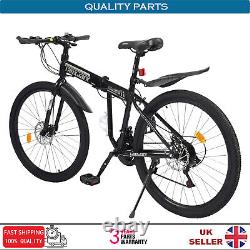 Mountain Bike 26 Wheel Adult Bicycle MTB 21 Speed Folding Bike Black& White