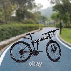 Mountain Bike 26 Wheel Adult Bicycle MTB 21 Speed Folding Bike Black& White