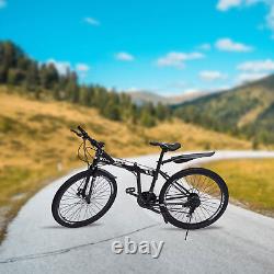 Mountain Bike 26 Wheel Adult Bicycle MTB 21 Speed Folding Bike Black& White