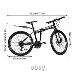 Mountain Bike 26 Wheel Adult Bicycle MTB 21 Speed Folding Bike Black& White