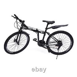 Mountain Bike 26 Wheel Adult Bicycle MTB 21 Speed Folding Bike Black& White