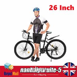 Mountain Bike 26 Wheel MTB 21 Speed Adult Bicycle Folding Bike Black &White UK