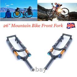 Mountain Bike Front Fork 26 120mm Air Shock Rebound Bicycle Brake Suspension UK