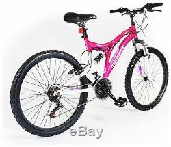 Muddyfox Phoenix 24 Inch Dual Suspension Bike Girls Pink