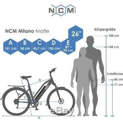 NCM Milano 26 Trekking Urban E-Bike 48V 13Ah 624Wh Akku, City ebike in Weiß