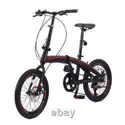 NEW 20 inch Folding Bike City Commuter Bicycle 7 Speed Shimano Gears Black&Red