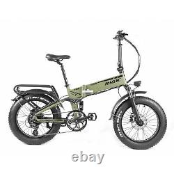 PASELEC Electric Folding Bike 20'' 750W Bicycle 48V 12AH ebike Fat Tire 9Gear UK