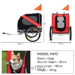 PawHut Pet Bicycle Trailer Dog Cat Bike Carrier Water Resistant Red Outdoor