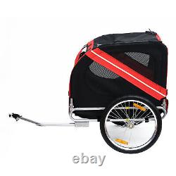 PawHut Pet Bicycle Trailer Dog Cat Bike Carrier Water Resistant Red Outdoor