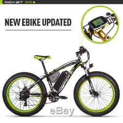 RICHBIT electric Fat bike 48v 1000w 26 EBike PAS+ Throttle 17AH Li- Battery