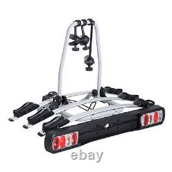 Rear Tow Bar Bike Rack Carrier 3 Bikes Tilting Outdoor Cycling Bicycle Transport