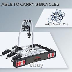 Rear Tow Bar Bike Rack Carrier 3 Bikes Tilting Outdoor Cycling Bicycle Transport