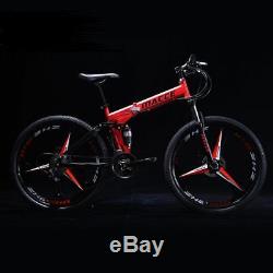 Red 26 alloy spoke folding Mountain Bike bicycle 21S 5.2 up to 6.1 tall F5