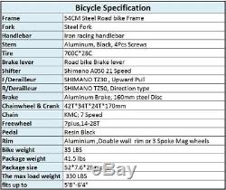 Road Bike Shimano 21 Speed Men's Bikes Disc Brake Bicycle 700C 54cm Present
