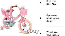 STITCH 12 Inch Kids Bike with Basket & Training Wheels for 3-5 Years Old (Pink)