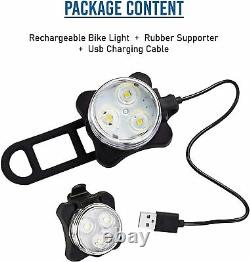 Super Bright Bike Light Set, USB Rechargeable Bicycle Lights, IPX4 Waterproof