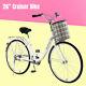 Unisex Adult Bike 26 Commuter Cruiser Bicycle With Front Basket Single Speed