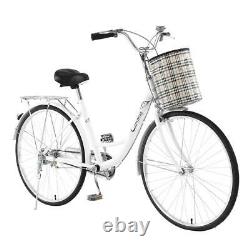 Unisex Adult Bike 26 Commuter Cruiser Bicycle with Front Basket Single Speed
