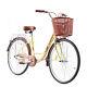 Vintage Ladies Woman Bike With Basket, 26 Inch Girls Bike Dutch Style City Bicycle