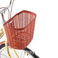 Vintage Ladies Woman Bike with Basket, 26 Inch Girls Bike Dutch Style City Bicycle