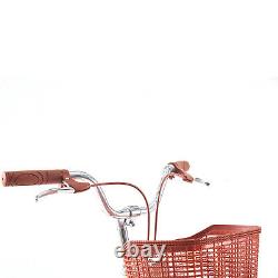 Vintage Ladies Woman Bike with Basket, 26 Inch Girls Bike Dutch Style City Bicycle